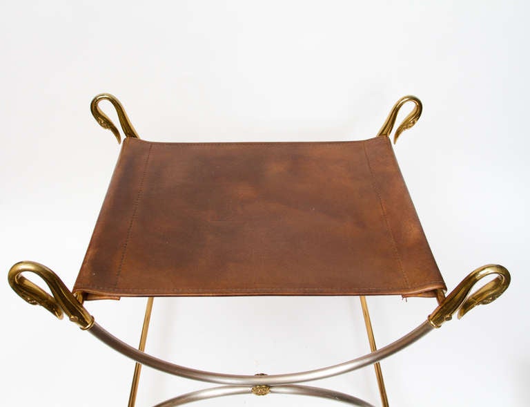 Late 20th Century Stylish Curule Stool by Maison Jansen