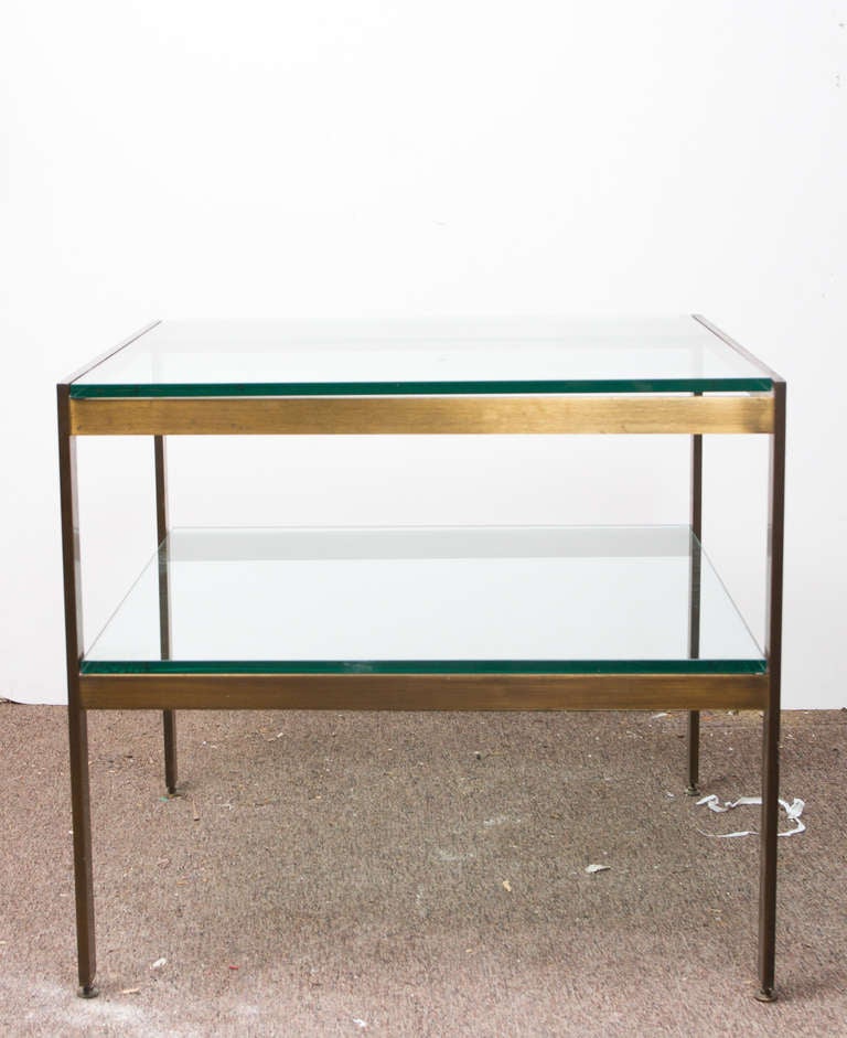 Mid-Century Modern Modernist  Bronze And Glass Side Table