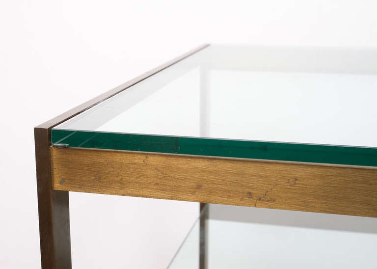 American Modernist  Bronze And Glass Side Table