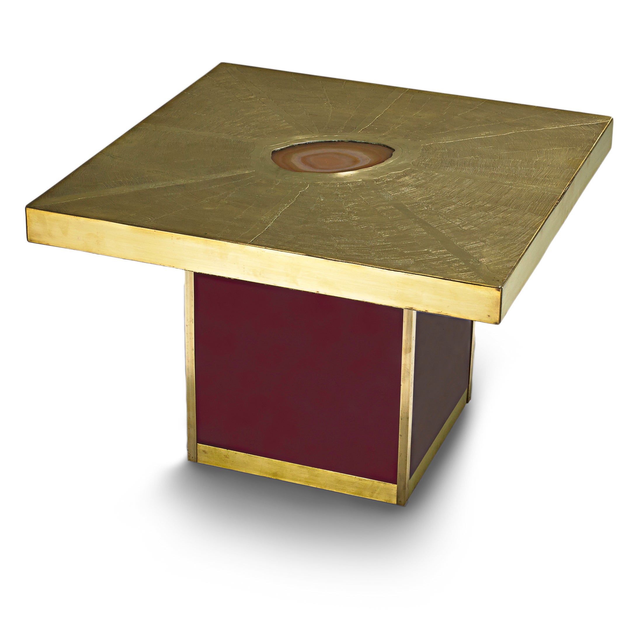 Brass and Agate Side Table by Paco Rabanne