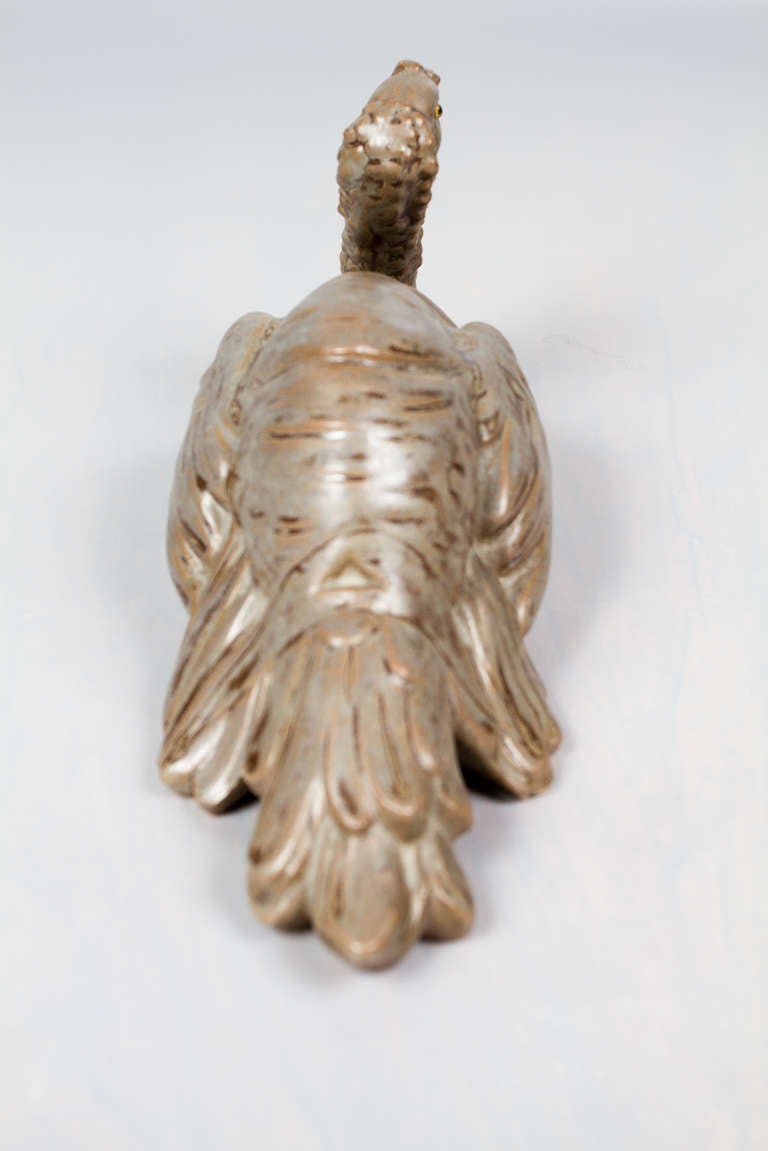 20th Century Art Nouveau Ceramic Sculpture Of A Wild Turkey