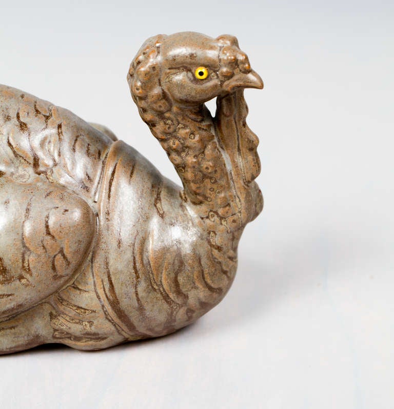 Art Nouveau Ceramic Sculpture Of A Wild Turkey 3