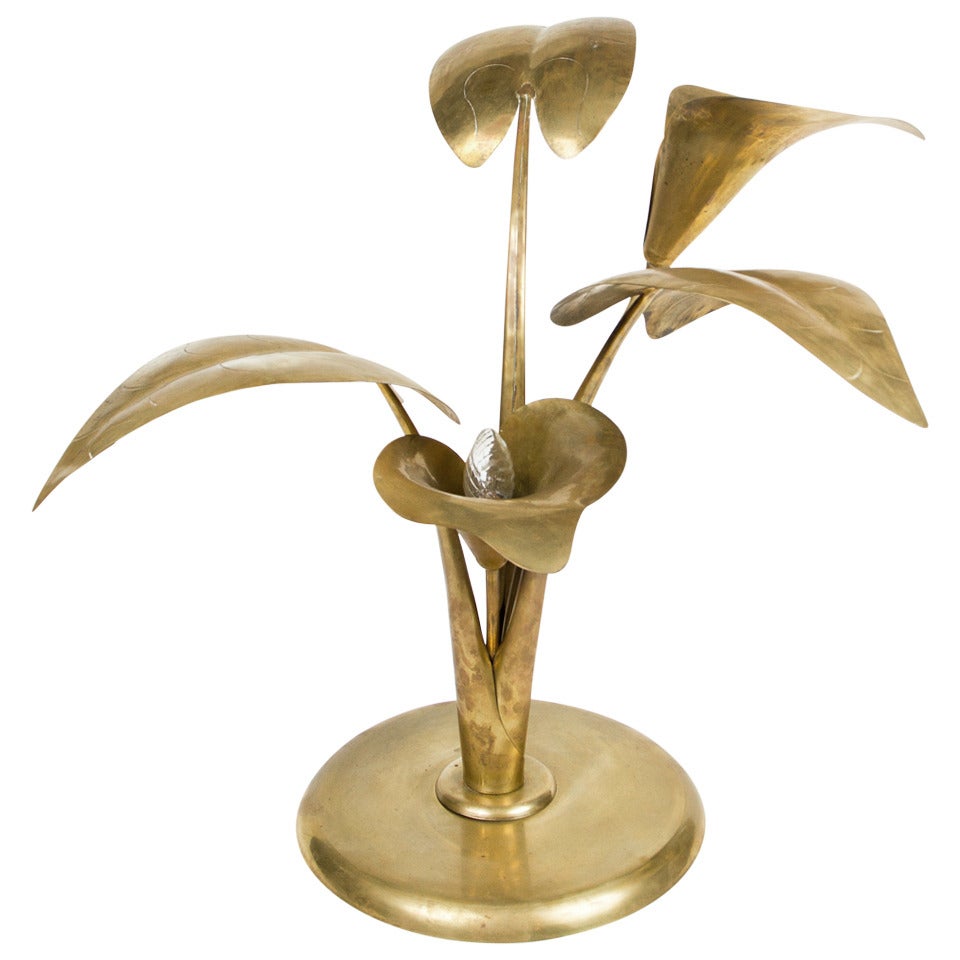 Interesting Brass Table Lamp in the Manner of Tomasso Barbi