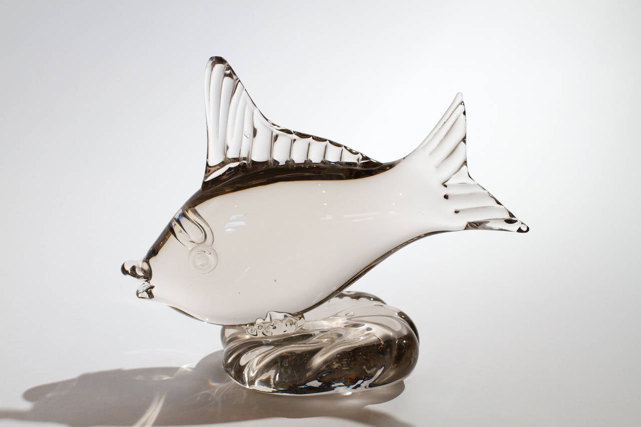 Clear Murano blown glass fish.