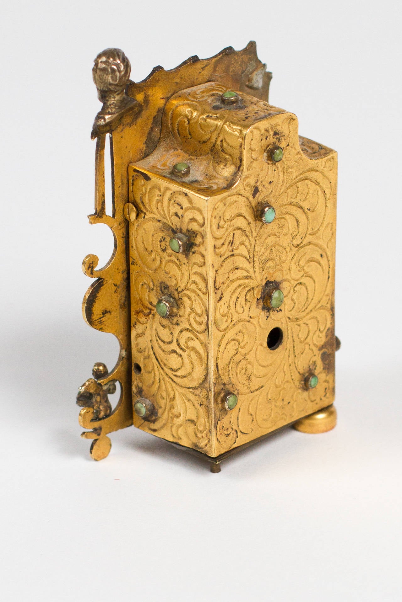 Baroque Gilt Austrian Zappler Miniature Cow's tail Pendulum Clock For Sale