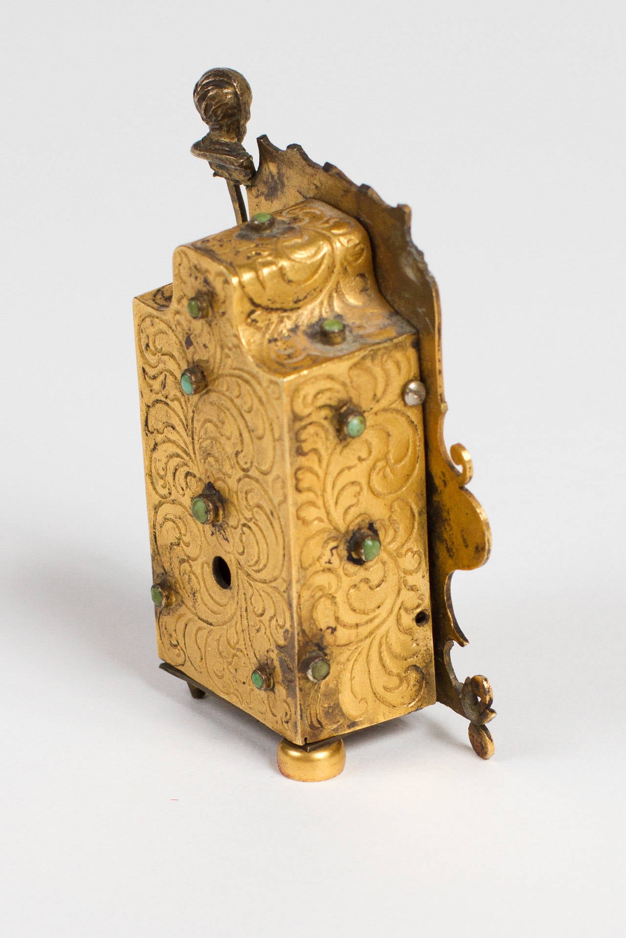 Late 18th Century Gilt Austrian Zappler Miniature Cow's tail Pendulum Clock For Sale