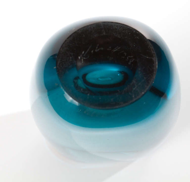 Swedish Vibrant Blue Glass  Vase By Vickie Lindstrand