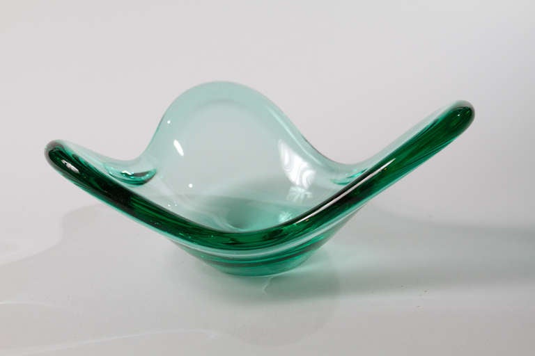 Holmegaard glass bowl in three-lobed organic shape
