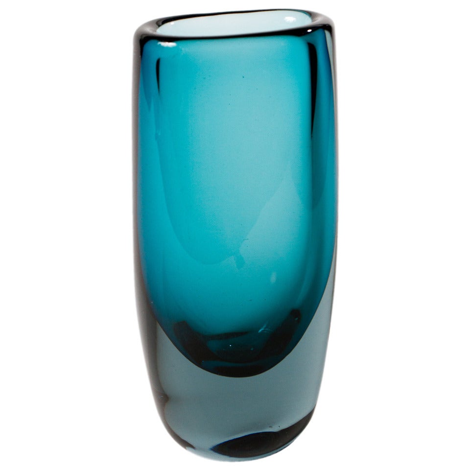 Vibrant Blue Glass  Vase By Vickie Lindstrand