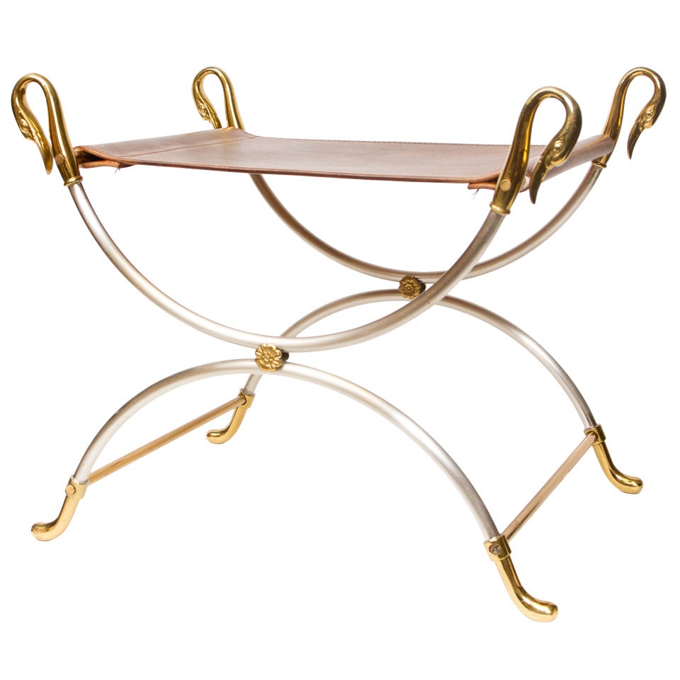 Stylish Curule Stool by Maison Jansen