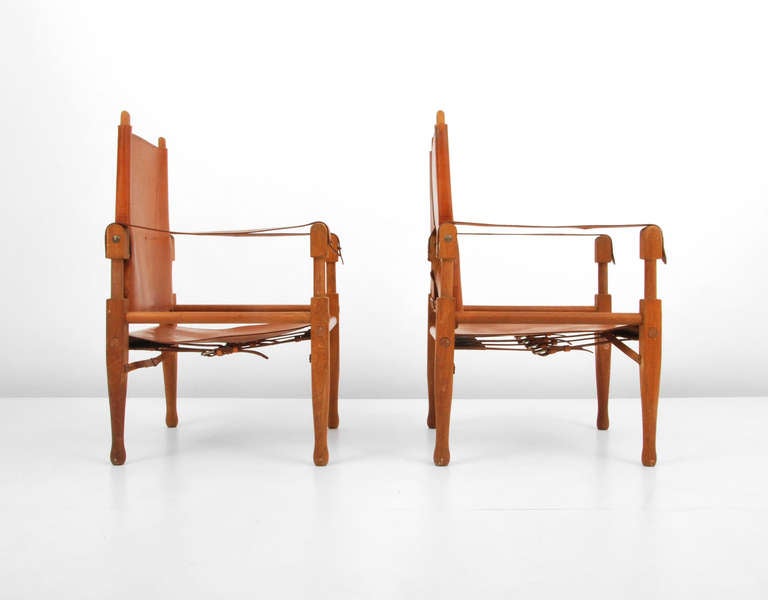Mid-Century Modern Rare Pair of Wilhelm Kienzle Safari Chairs
