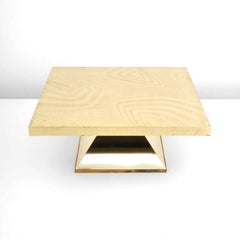 Table basse ou table à cocktail en laiton de Willy Daro