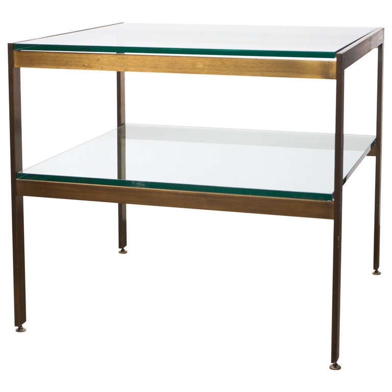 Modernist Bronze And Glass Side Table For Sale at 1stdibs