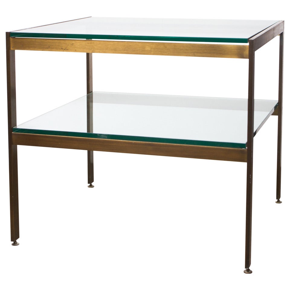 Modernist  Bronze And Glass Side Table