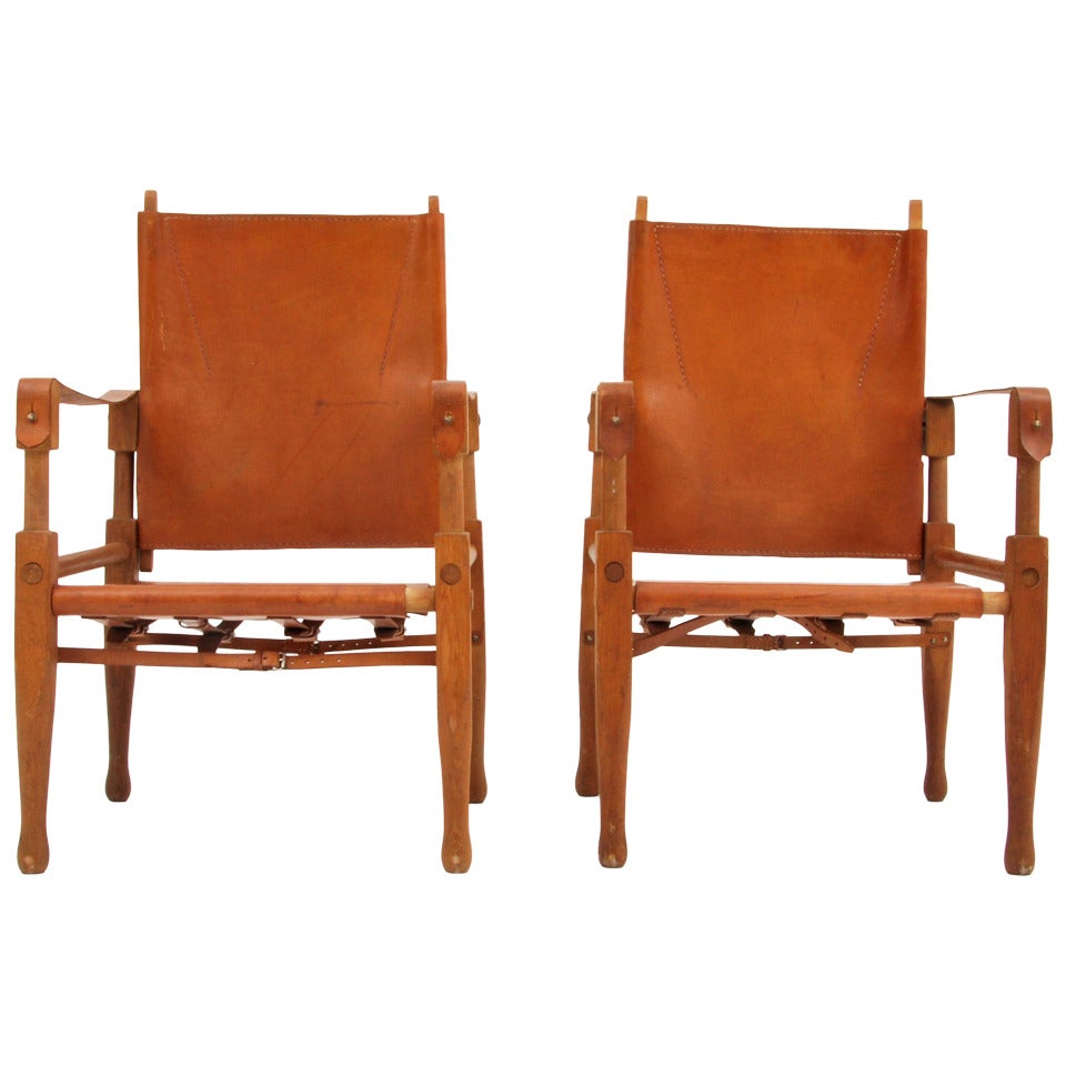 Rare Pair of Wilhelm Kienzle Safari Chairs