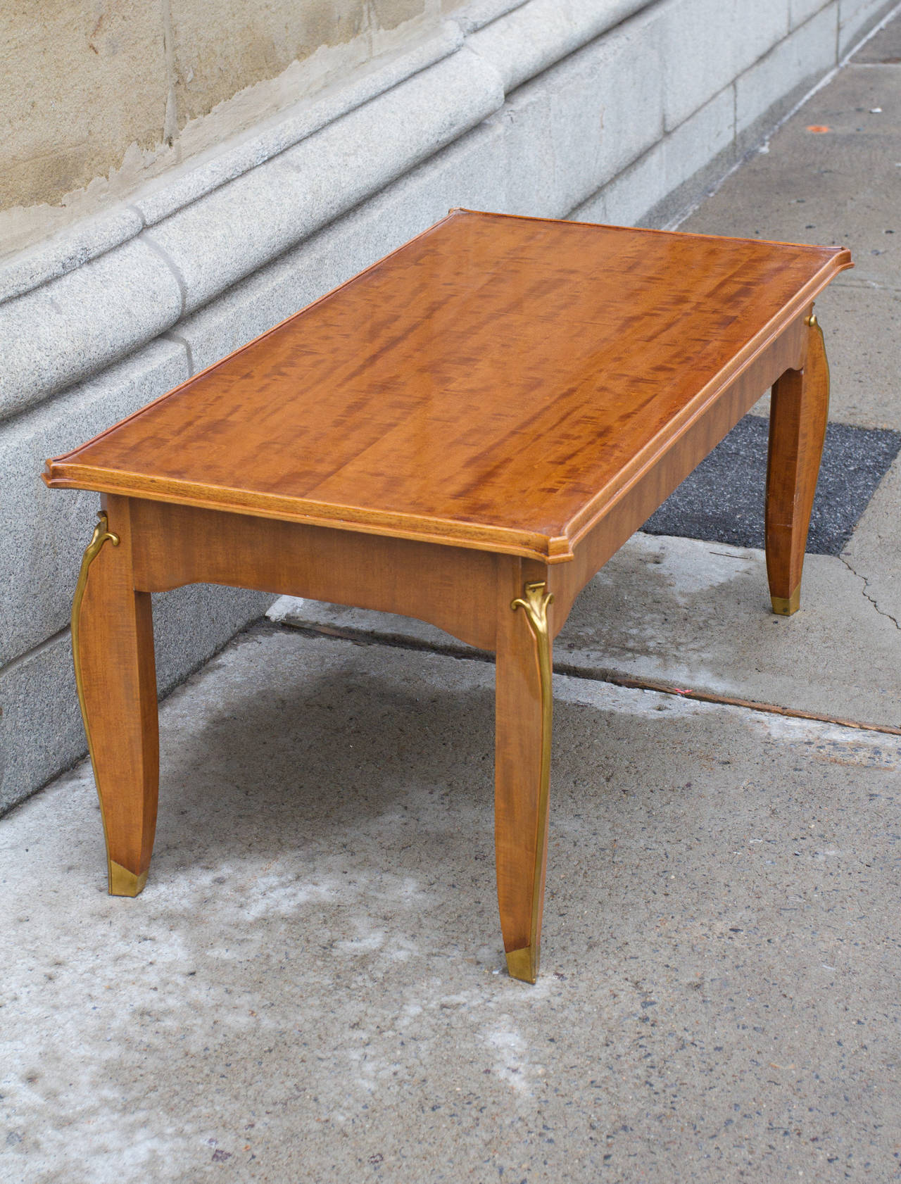 Mid-20th Century Rare Mahogany Coffee Table by Jules Leleu For Sale