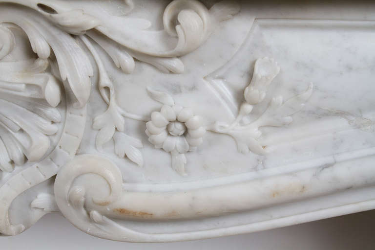 19th Century Louis XV White Marble Mantel