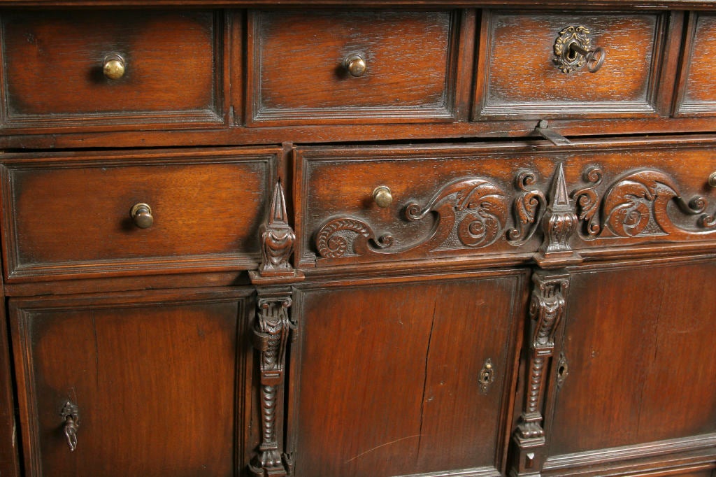 Seventeenth century Italian walnut and fruitwood Bargueno, Vargueno the inside fitted with multiple drawers and compartments, the exterior carved with fine needlepoint. Provenance: collection of an Italian aristocrat.