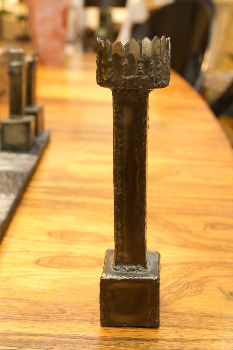 Late 20th Century Rare Brutalist Welded Steel Chess Set by Paul Evans