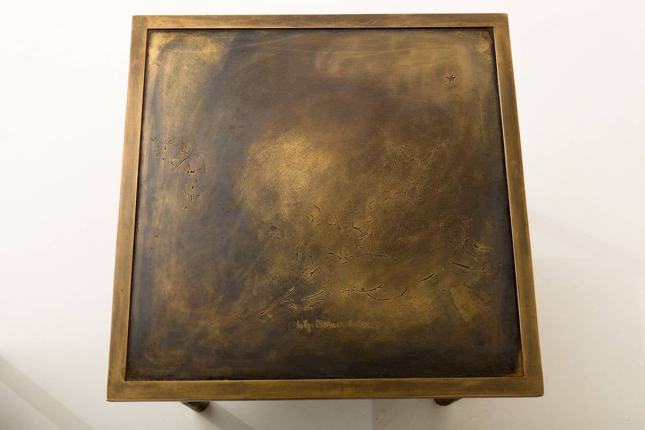 Pair of Acid Etched Side Tables by Philip and Kelvin LaVerne In Good Condition In Montreal, QC