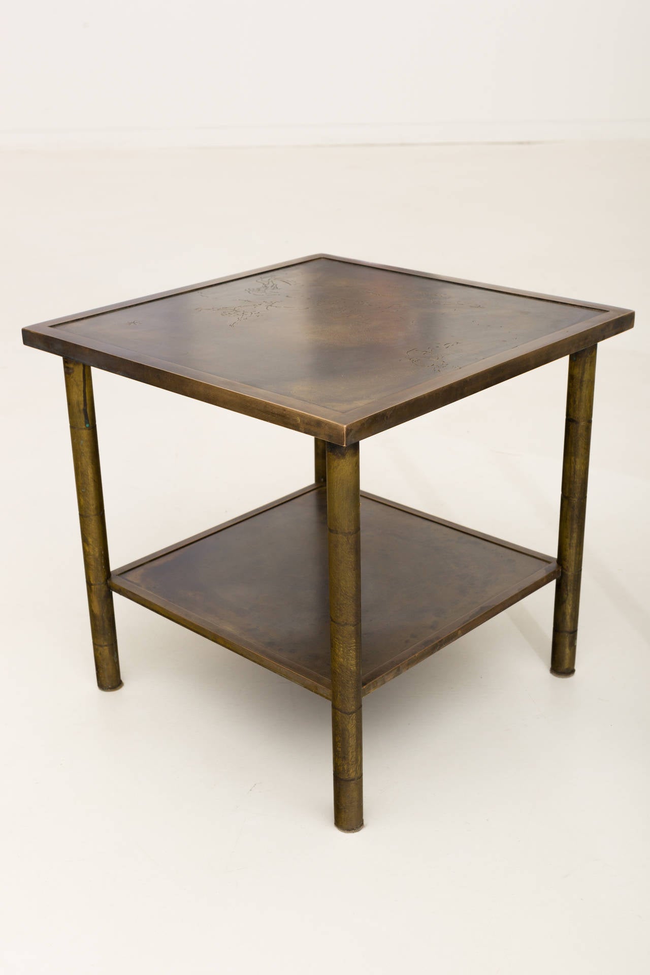 Late 20th Century Pair of Acid Etched Side Tables by Philip and Kelvin LaVerne