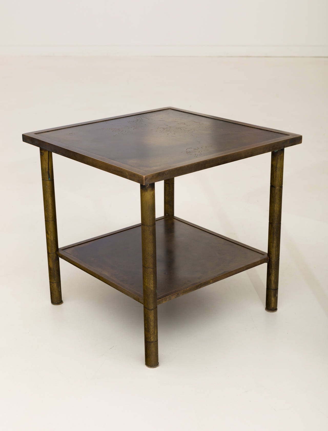 Pair of Acid Etched Side Tables by Philip and Kelvin LaVerne 1