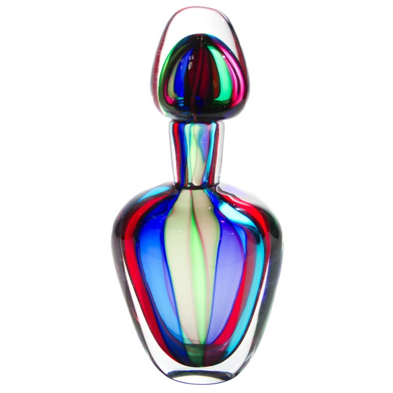 Fine Murano Glass Bottle in the Manner of Fluvio Bianconi at 1stDibs