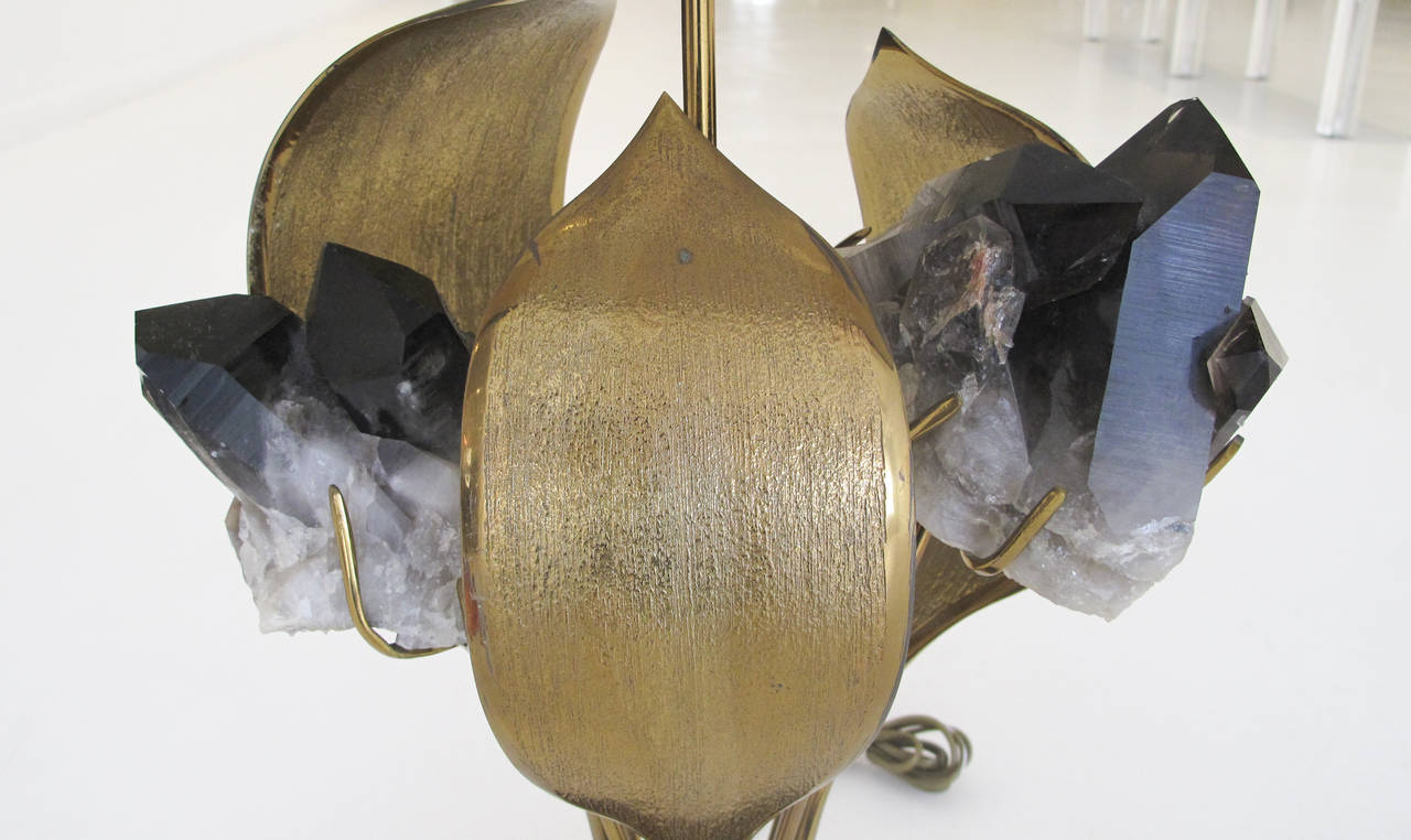 Belgian Stunning Cast Bronze and Amethyst Lamp by Willy Daro