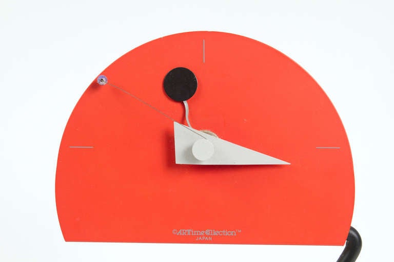 Memphis style constructivism Aluminium desk clock by Nicolai Canetti.
Marked on dial: 