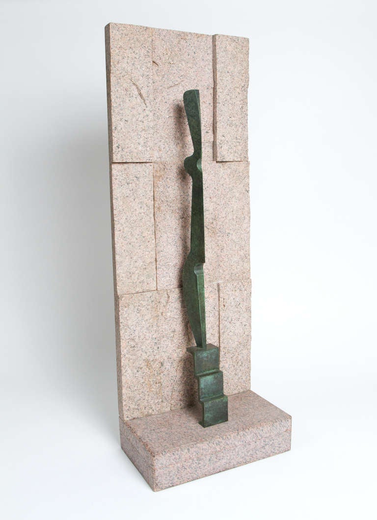 Abstract patinated bronze sculpture, 