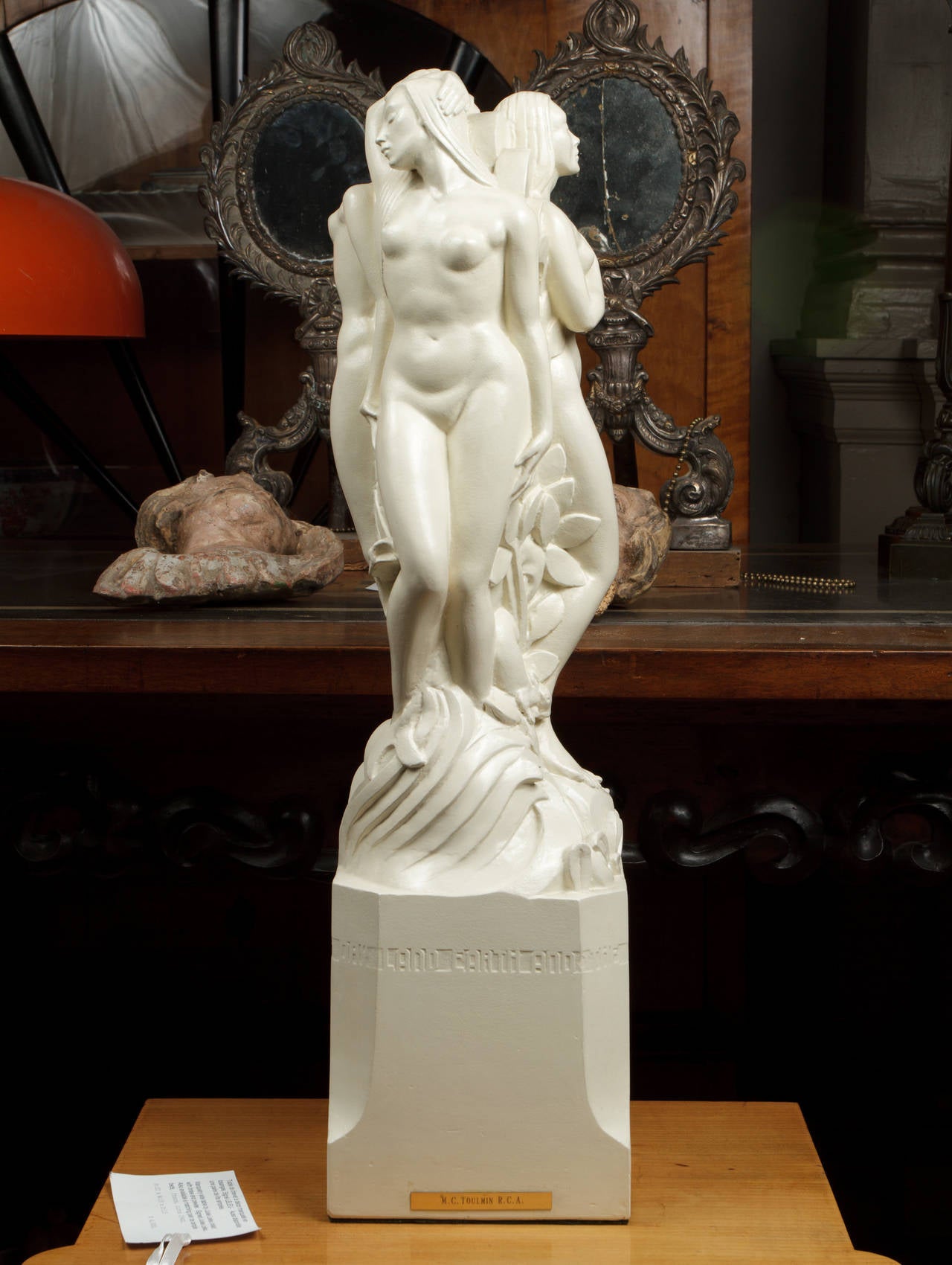 Canadian Plaster Art Deco Sculpture of a Group of Females Nudes by M.C. Toulmin