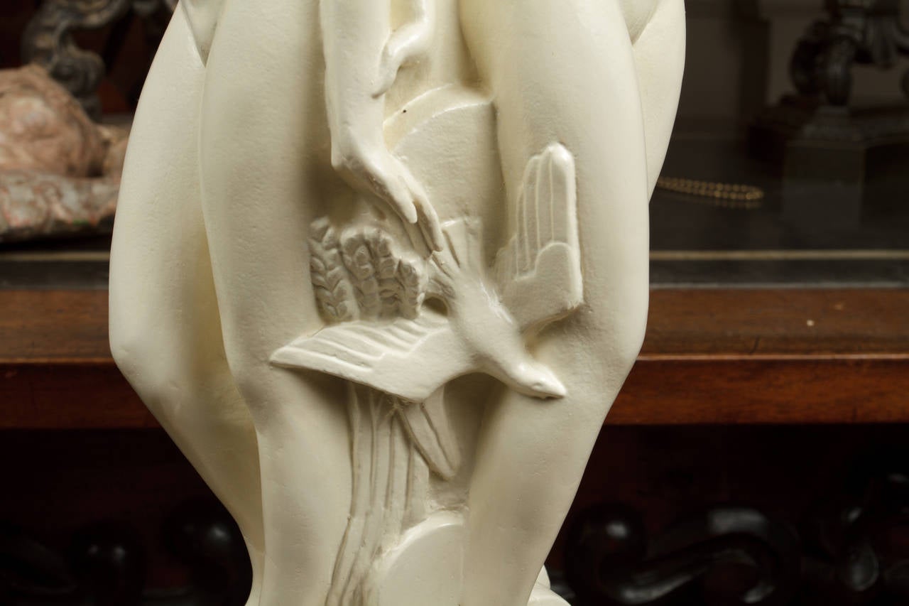 Plaster Art Deco Sculpture of a Group of Females Nudes by M.C. Toulmin In Good Condition In Montreal, QC
