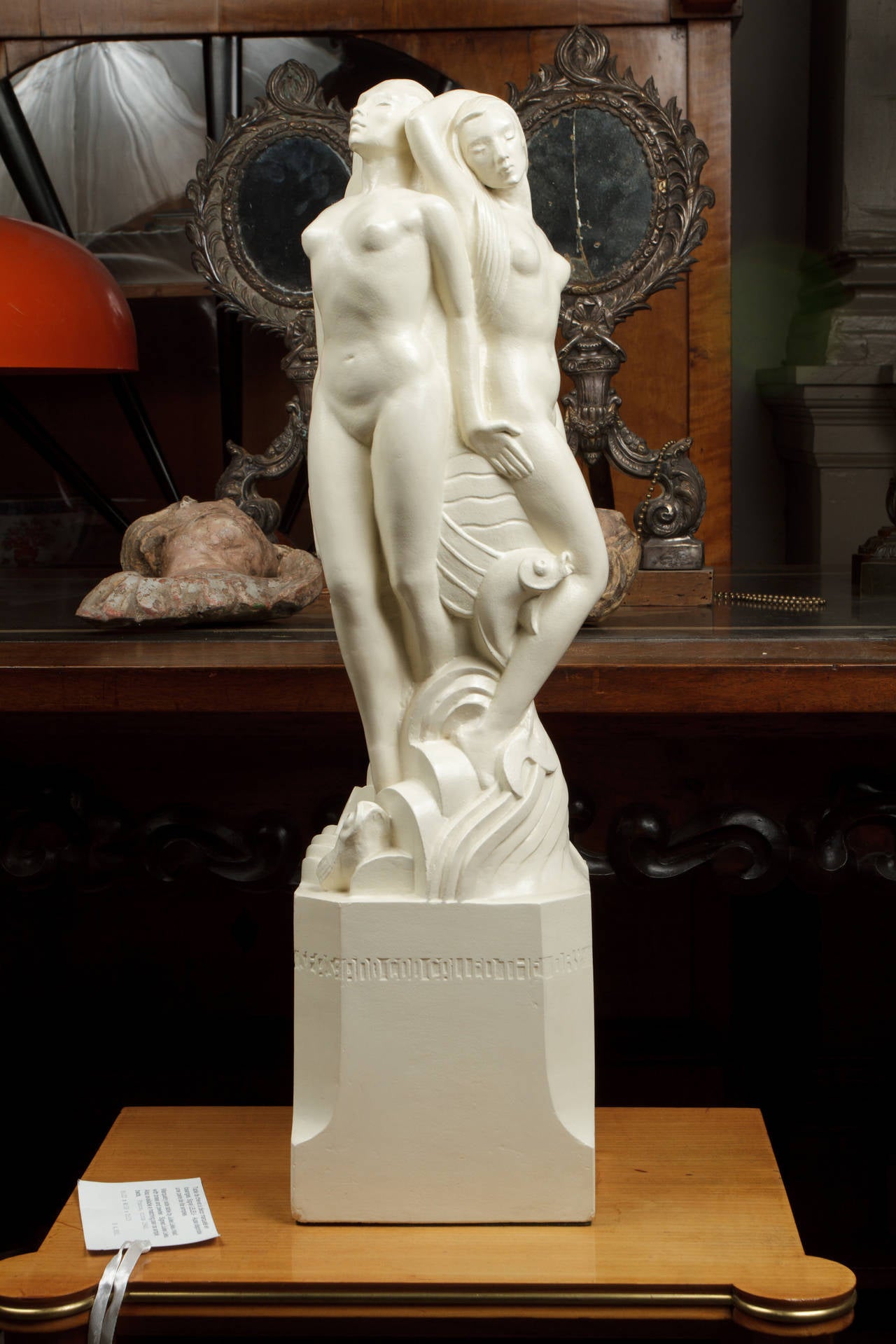 Mid-20th Century Plaster Art Deco Sculpture of a Group of Females Nudes by M.C. Toulmin