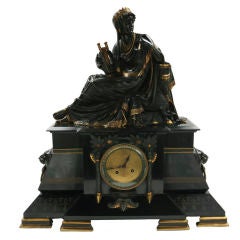 Important Black Marble Etruscan Style Clock