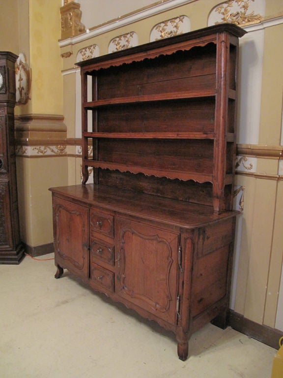 French Provincial Carved Oak Two-Part Buffet
