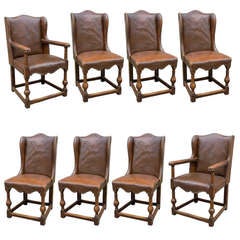 Antique Set of 8 Queen Anne Style Dining Chairs