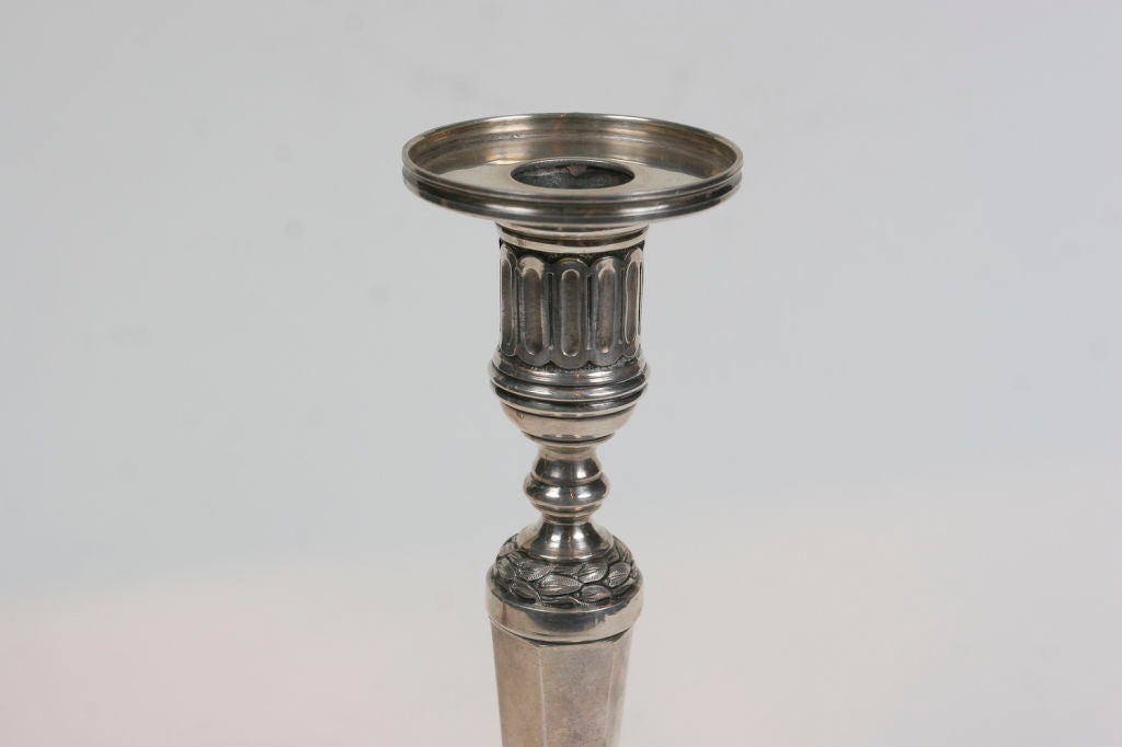 Portuguese Neoclassical Silver Candlesticks For Sale