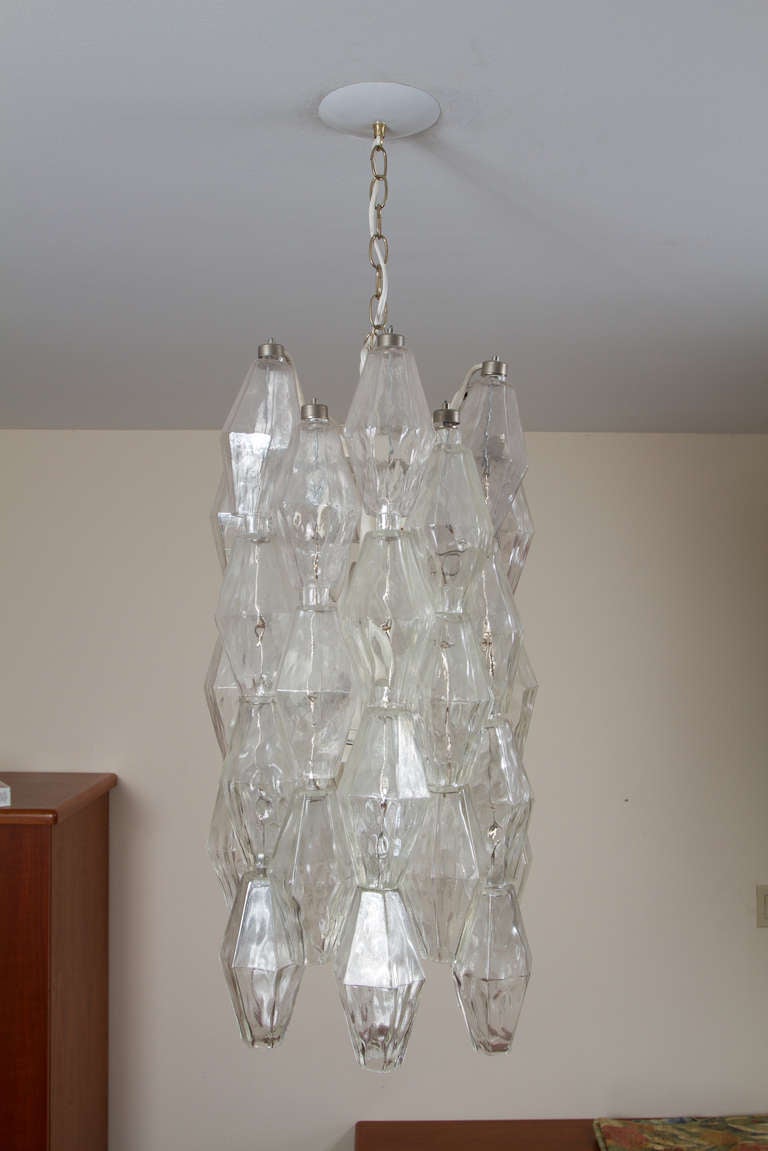 Beautiful vintage Murano glass  Poliedri Chandelier by Carlo Scarpa for Venini .
Italy c.1965