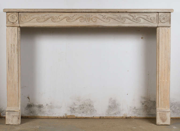 Louis XVI period Limestone Mantel

Interior dimensions: H: 37