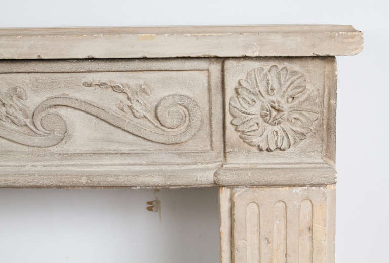 18th Century and Earlier Louis XVI Limestone Mantel For Sale