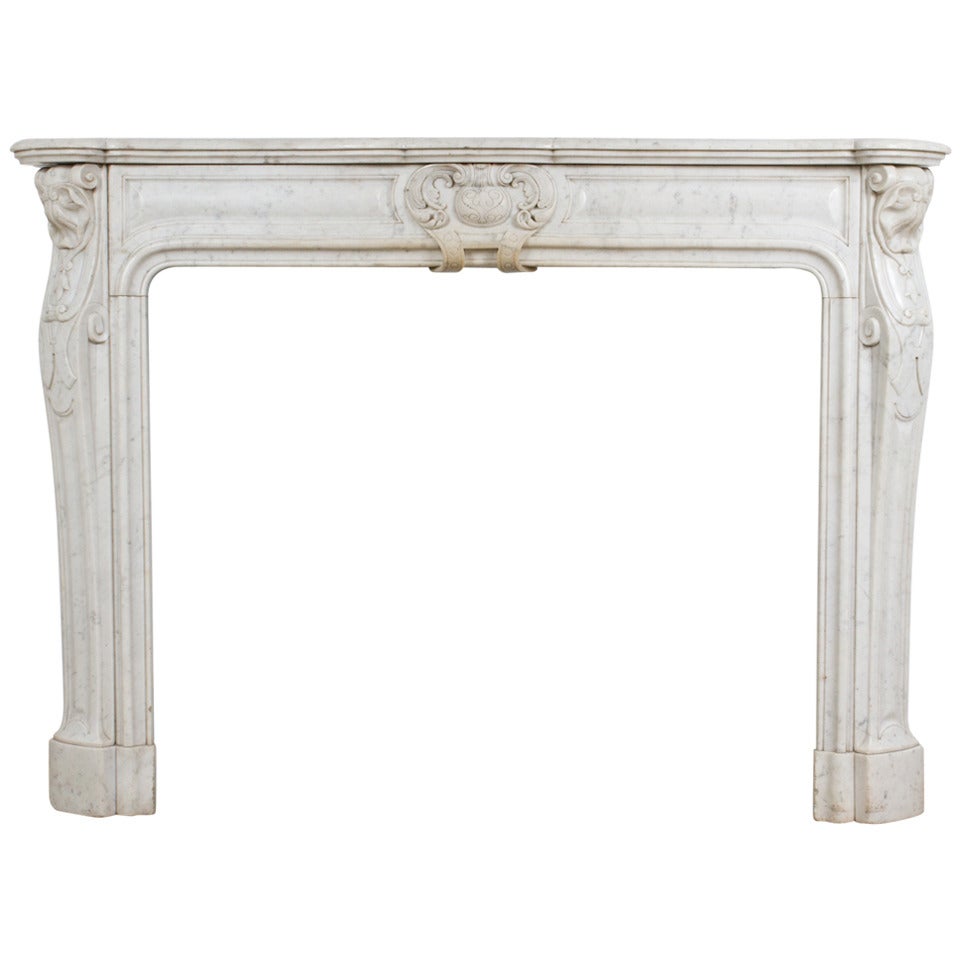 Louis XV - XVI Transitional Style Marble Mantel For Sale
