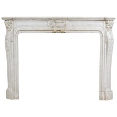 Antique Louis XV - XVI Transitional Style Marble Mantel