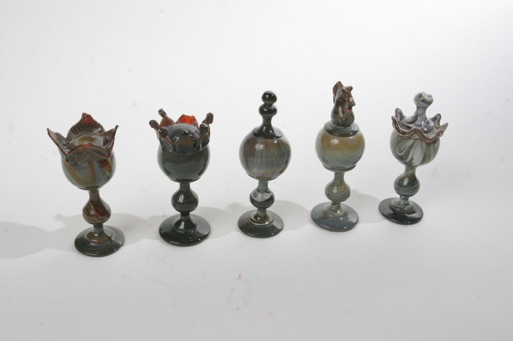 Mid-20th Century Art Glass Chess Set
