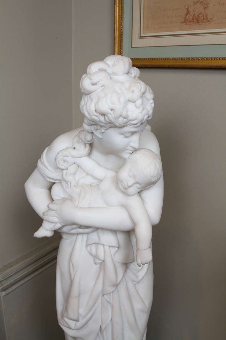 Beautiful Pair of Statuary Marble Belle Epoque Statues 1