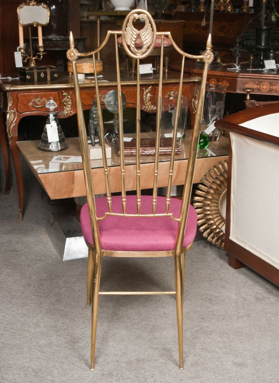 Pair of Italian classical revival brass chairs by Chiavari. 1