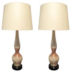 Elegant Pair of Murano Glass Lamps