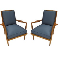 Pair of Walnut Armchairs By T H Robsjohn Gibbings