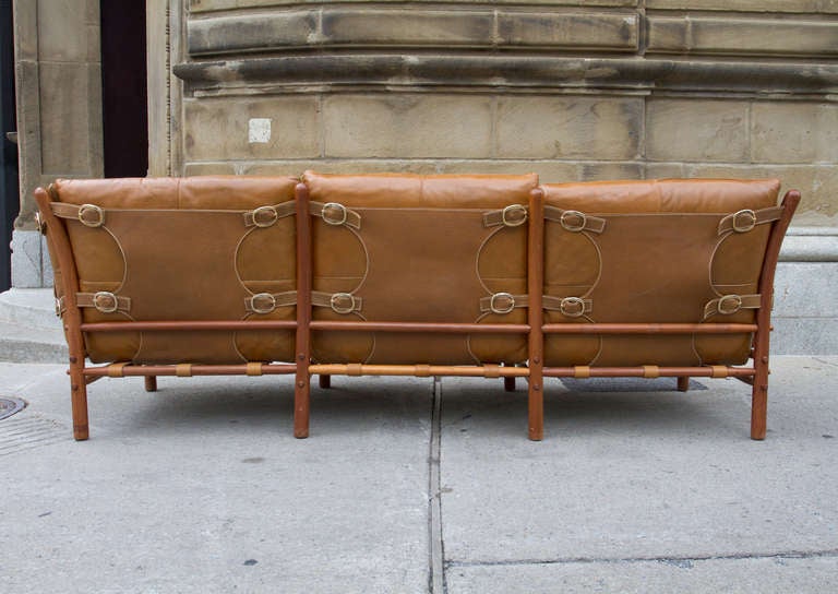 Mid-Century Modern Leather Upholstered Sofa by Arne Norell