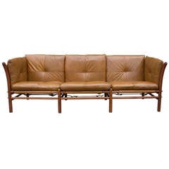 Leather Upholstered Sofa by Arne Norell