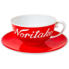 Vintage Oversize Noritake Advertising Cup and Saucer